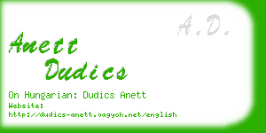 anett dudics business card